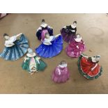 8 Royal Doulton miniature porcelain lady figures +