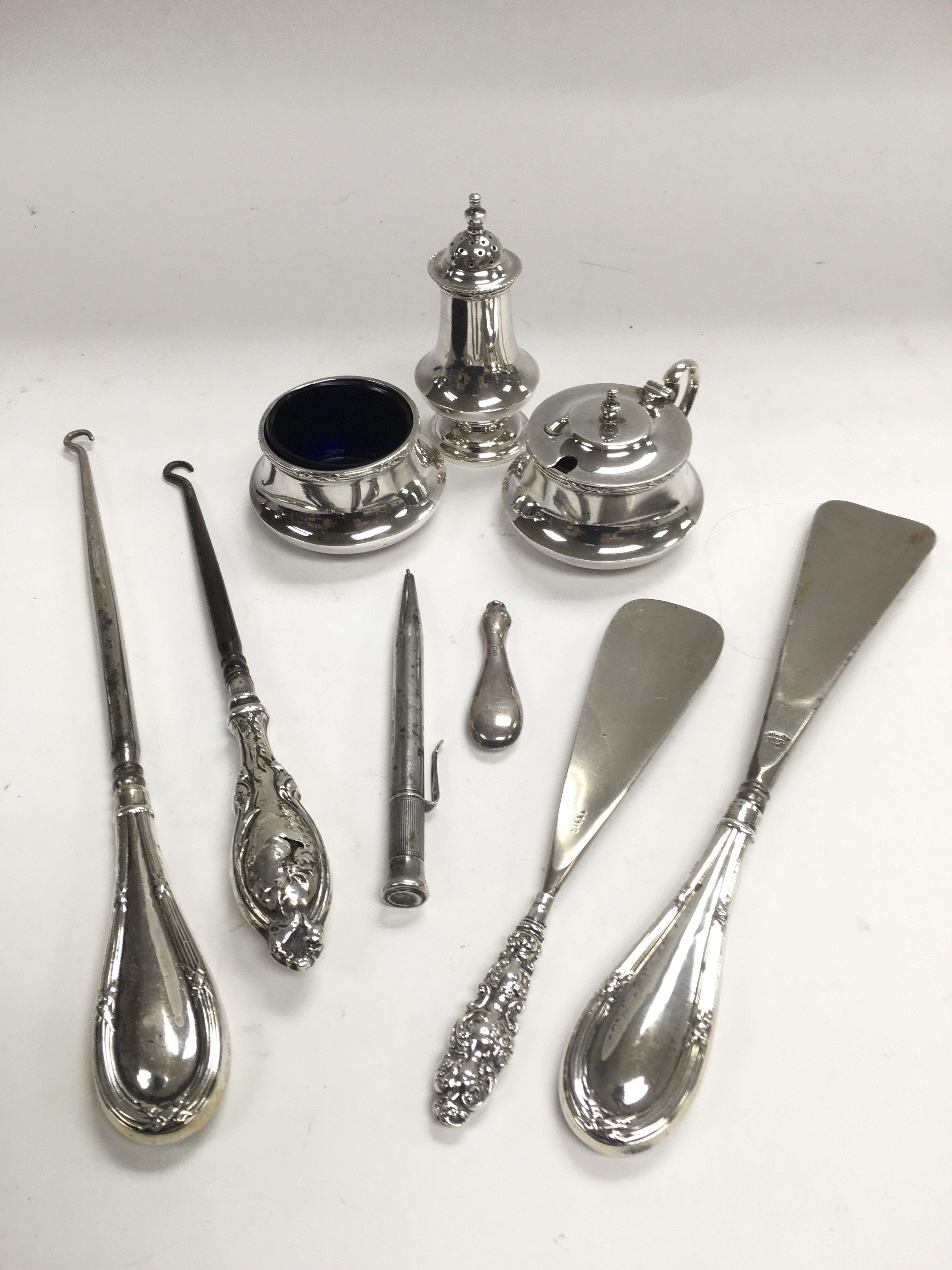 A small collection of silver and silver plated ite