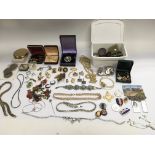 A collection of costume jewellery and coins. NO RE