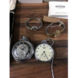 A collection of plated ware two pocket watches and