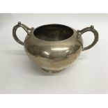 A silver Victorian sugar bowl with twin handles, 4