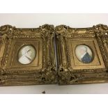 A pair of gilt framed Georgian portraits . Frame s