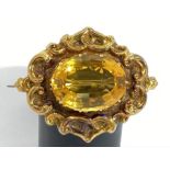 An impressive Victorian gold mounted citrine brooc