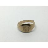 A Gents gold signet ring, cut shank, approx 4g.