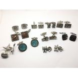 Ten pairs of stainless steel cufflinks including s