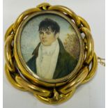 A large Victorian ivory miniature of a gentleman w