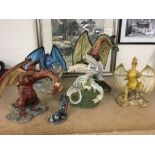 5 Enchantica dragon figurines and 1 Myth & Magic p