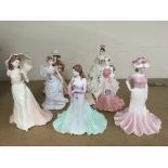 7 Coalport porcelain Lady figurines.