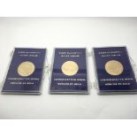 Three 9k gold silver jubilee commemorative medal c