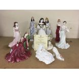 7 Coalport porcelain lady figurines, plus a Coalpo