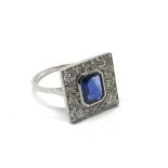 An 18ct white gold Art Deco style sapphire and dia