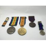 A WW1 British medal group including a campaign dre