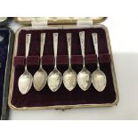 Cased cutlery comprising six silver coffee spoons