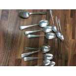 A collection of silver spoons.