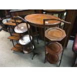 A small oval occasional table two folding cake sta