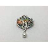 A silver plique a jour 'tree of life' brooch/penda