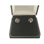 A pair of 9ct gold smokey quartz earrings