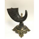 A Victorian bronze mounted rams horn table snuff.