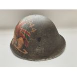 A WW2 British 1944 "turtle" D-Day helmet with post