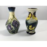 Two modern Moorcroft vases decorated with flowers