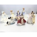 A collection of eight Royal Doulton porcelain figu