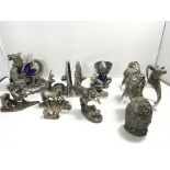 A collection of Disney Royal selangor pewter including Winnie the Pooh book ends and other metal and