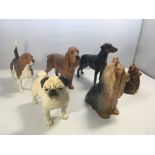 A collection of medium size Beswick dog figures in