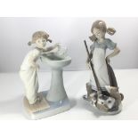 A Lladro figure a young girl the morning wash and