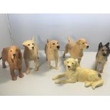 Six Beswick medium sized dog figures Golden Retrie