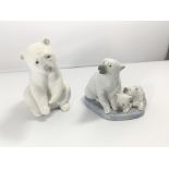 Two Lladro figures of polar bears.height 12cm No d