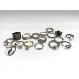 A collection of 19 silver And stone set rings