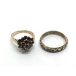 A 9ct gold ring set with garnets plus a full etern