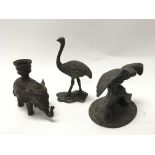 19th century bronzed elephant candlestick, figure