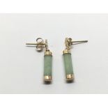 A pair of 9ct gold jade earrings, approx 1.6g.