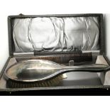 A cased silver brush and comb, Birmingham hallmark