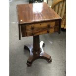 A Victorian mahogany workbox occasional table the