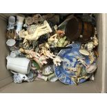 A box containing decorative ceramics some late 19t