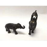 19th century bronze figure of an elephant and ride