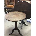 Two George Ill oak tip action tables the circular