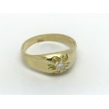 A Gents18carat Gold ring set with a brilliant cut