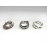 3 pairs of sterling silver hoop earrings.