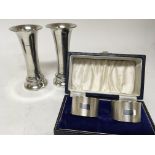 Two conforming silver trumpet shaped silver vases