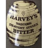 Barrel shaped enamel sign for "Harvey's" Sussex bi