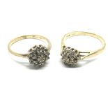 Two diamond and CZ cluster rings, approx 2.9g and