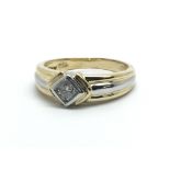 An 18ct yellow gold and solitaire diamond ring, ap