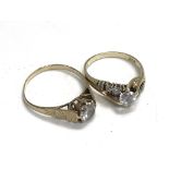 2 9ct gold and white stone set rings