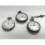 3 hallmarked silver pocket watches