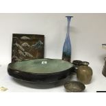 A collection of contemporary Studio art pottery in