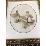 A set of four gilt framed prints depicting childre