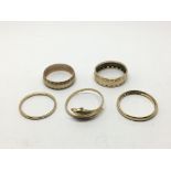 A collection of worn 9ct gold rings, approx 8.6g.